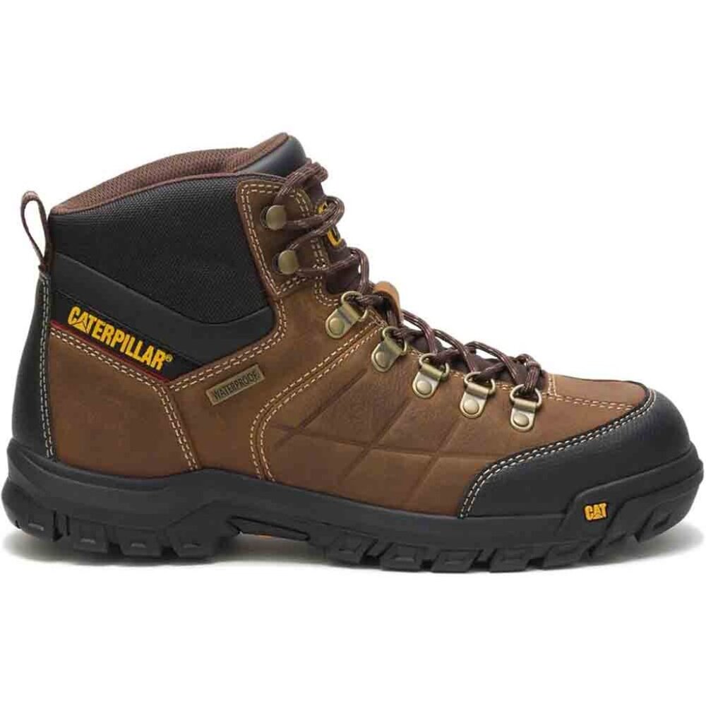 CAT Men's Threshold Waterproof Work Boot Leather Slip-Resistant Brown P74128